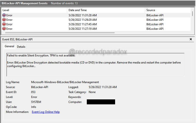 BitLocker-API Event 853
